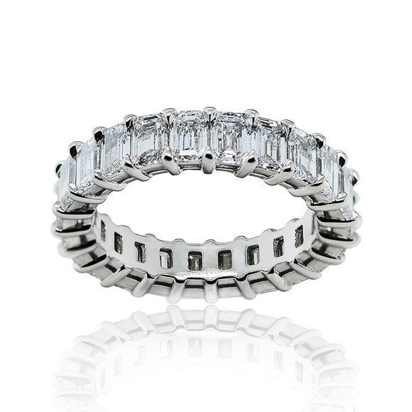 4.85 Ct. Tw. Emerald Cut Diamond Eternity Band In Platinum - Picture 1 of 5